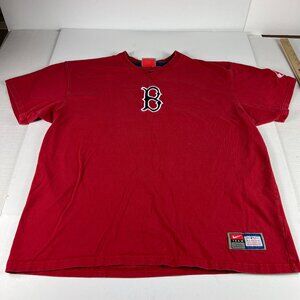Y2K Nike MLB Boston Red Sox Center Check Shirt Adult Extra Large Red Faded Tee